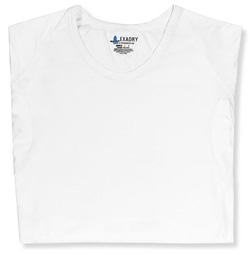 Tricou de corp EXADRY BUMBAC alb, împăturit, cu eticheta EXADRY vizibilă